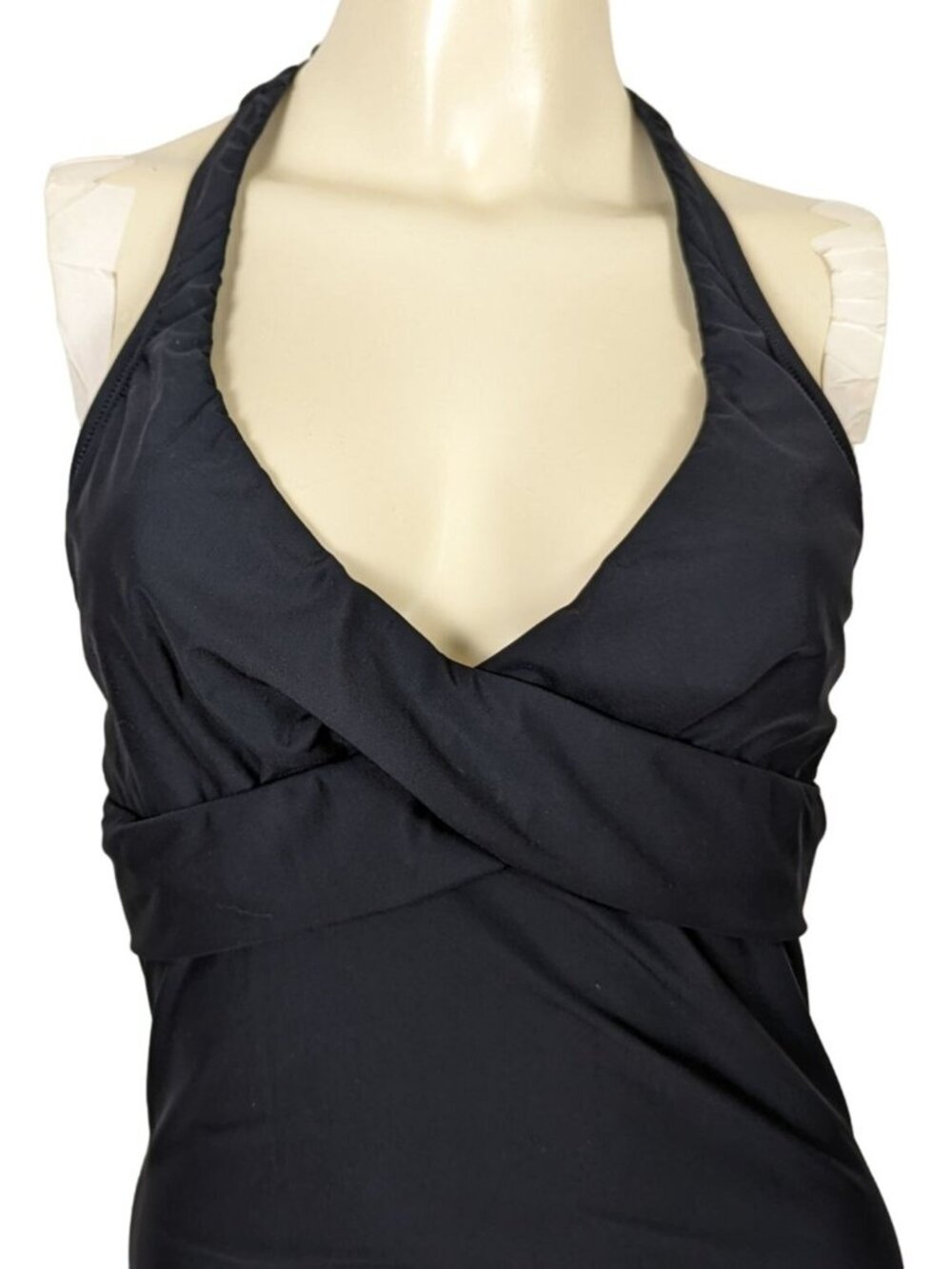 Talbots one piece halter style wrap bust black swimsuit size 8 - Picture 6 of 10